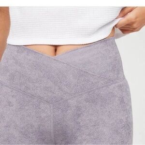 Aerie Offline Leggings The Hugger Crossover Crackle Faux Leather Purple Medium